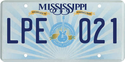 MS license plate LPE021