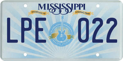 MS license plate LPE022