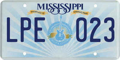 MS license plate LPE023