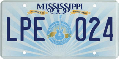 MS license plate LPE024