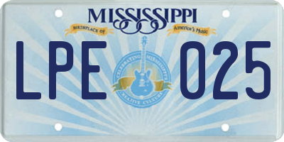 MS license plate LPE025