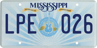 MS license plate LPE026
