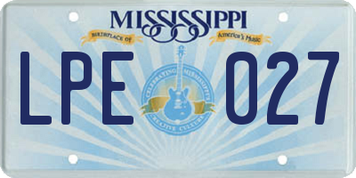 MS license plate LPE027