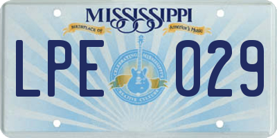 MS license plate LPE029