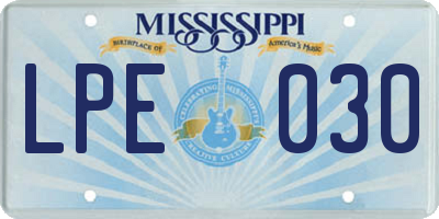 MS license plate LPE030