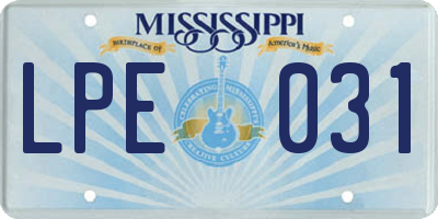 MS license plate LPE031