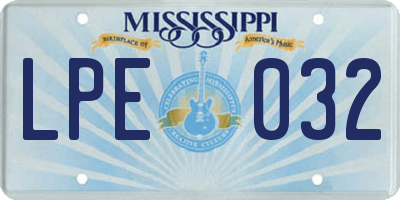 MS license plate LPE032