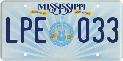 MS license plate LPE033