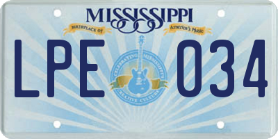 MS license plate LPE034