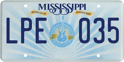 MS license plate LPE035