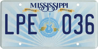 MS license plate LPE036
