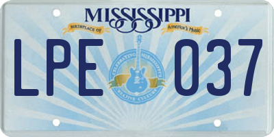MS license plate LPE037