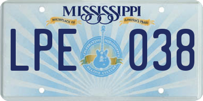 MS license plate LPE038