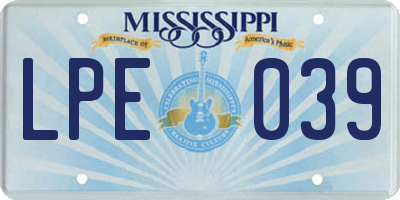 MS license plate LPE039