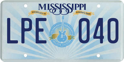 MS license plate LPE040