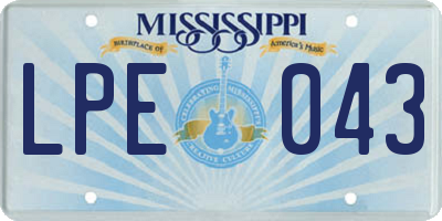 MS license plate LPE043
