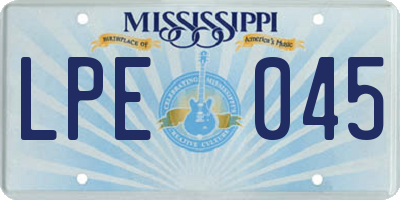 MS license plate LPE045