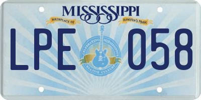 MS license plate LPE058