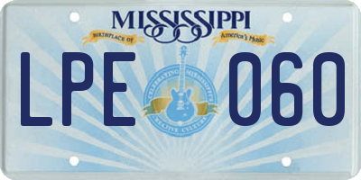 MS license plate LPE060
