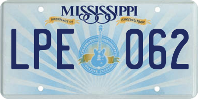 MS license plate LPE062