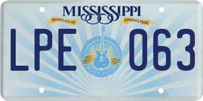 MS license plate LPE063