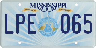 MS license plate LPE065