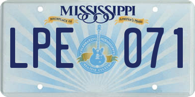 MS license plate LPE071