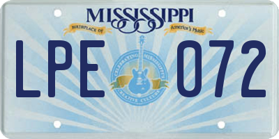 MS license plate LPE072