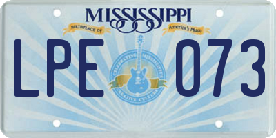 MS license plate LPE073