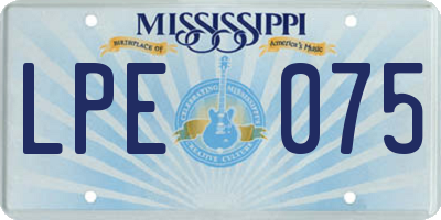 MS license plate LPE075