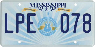 MS license plate LPE078