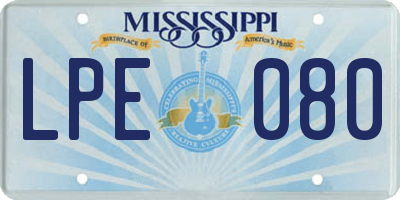 MS license plate LPE080