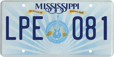 MS license plate LPE081