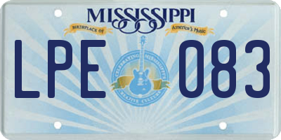 MS license plate LPE083