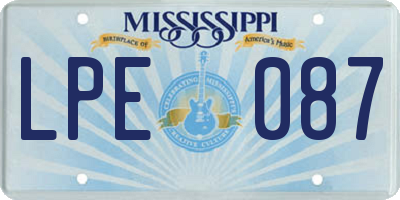 MS license plate LPE087
