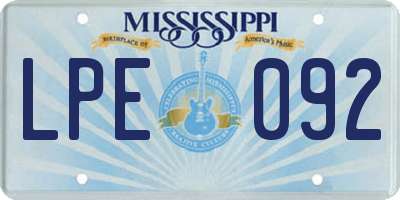 MS license plate LPE092