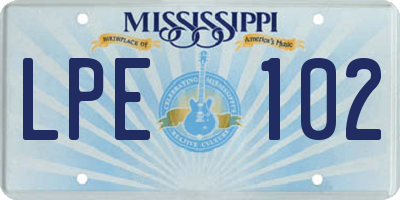 MS license plate LPE102