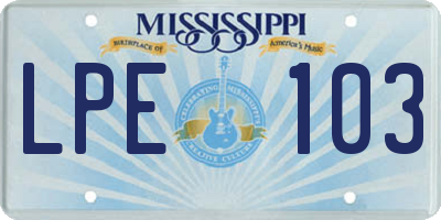 MS license plate LPE103