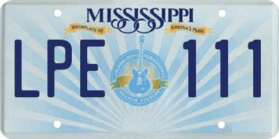 MS license plate LPE111