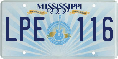 MS license plate LPE116