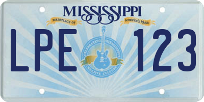 MS license plate LPE123