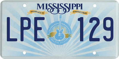 MS license plate LPE129
