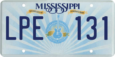 MS license plate LPE131