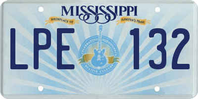 MS license plate LPE132