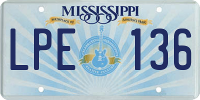 MS license plate LPE136