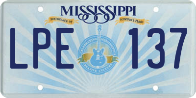 MS license plate LPE137