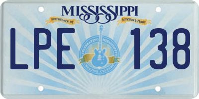 MS license plate LPE138