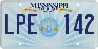 MS license plate LPE142