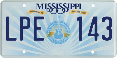 MS license plate LPE143