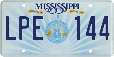 MS license plate LPE144